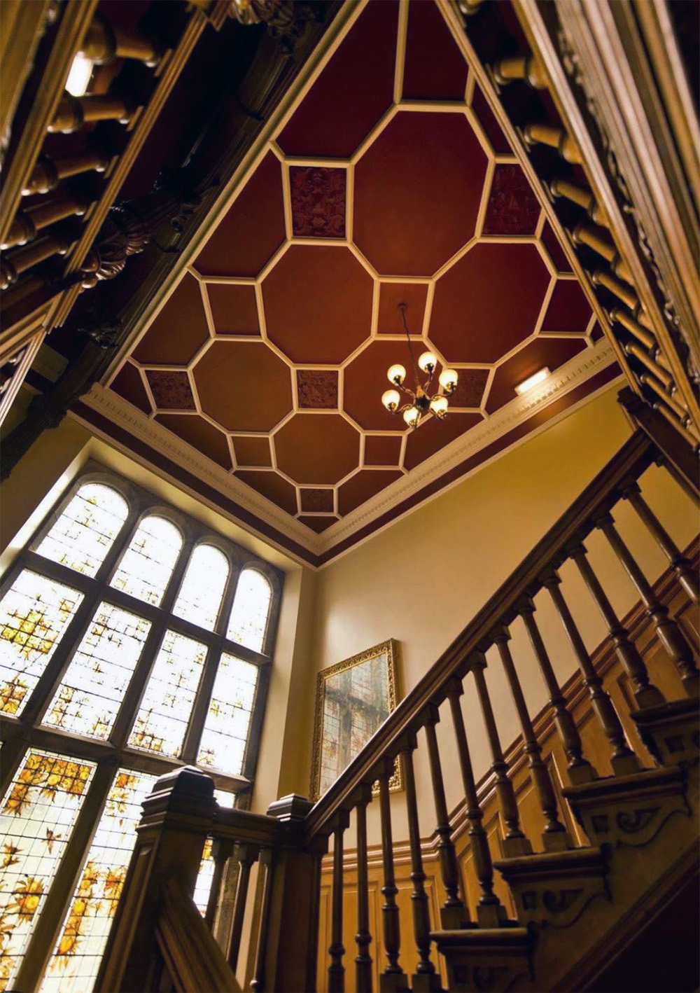 stained glass stair case
